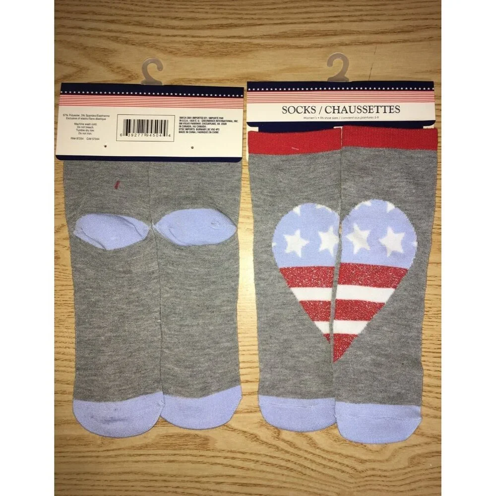 Free with Bundle New 1Pair of Womens Patriotic Ankle Socks Shoe Size 5-9
